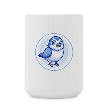 Sparrow Blue Kawaii Cartoon Character Clipart Pet - Large Mug 440 ml - white - Front