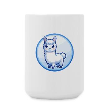 Lama Blau Kawaii Cartoon Figur Clipart Haustier - Große Tasse 440 ml - Weiß - Vorne