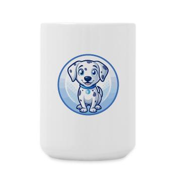 Dalmatiner Hund Blau Niedlich Kawaii Cartoon Clipart Haustier - Große Tasse 440 ml - Weiß - Vorne