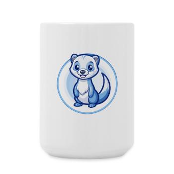 Ferret Blue Kawaii Cartoon Character Clipart Pet - Large Mug 440 ml - white - Front
