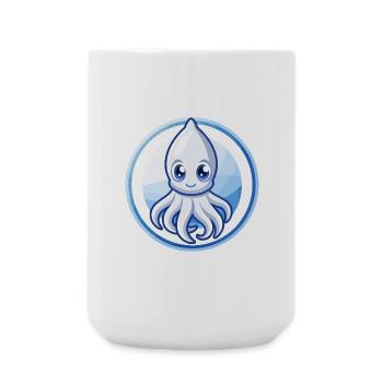 Squid Blue Kawaii Cartoon Character Clipart Pet - Large Mug 440 ml - white - Front