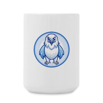 faucon bleu kawaii dessin animé personnage clipart animal de compagnie - Grande tasse 440 ml - blanc - Devant