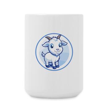 Chèvre Bleu Kawaii Dessin Animé Personnage Clipart Animal de compagnie - Grande tasse 440 ml - blanc - Devant