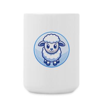 Sheep Blue Kawaii Cartoon Character Clipart Pet - Large Mug 440 ml - white - Front