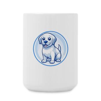 Labrador Retriever Chien Bleu Kawaii Dessin Animé Animal de compagnie - Grande tasse 440 ml - blanc - Devant