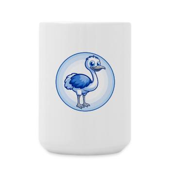 Ostrich Blue Kawaii Cartoon Character Clipart Pet - Large Mug 440 ml - white - Front