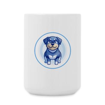 Rottweiler chien bleu kawaii dessin animé personnage animal de compagnie - Grande tasse 440 ml - blanc - Devant
