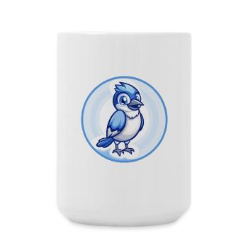 Jay Bird Blue Kawaii Cartoon Character Clipart Pet - Large Mug 440 ml - white - Front
