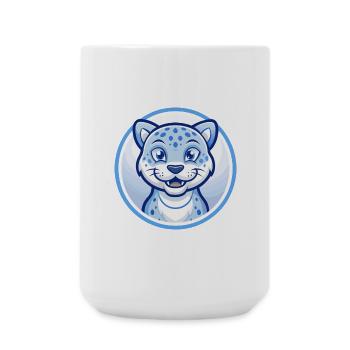 Jaguar Blau Kawaii Cartoon Figur Clipart Haustier - Große Tasse 440 ml - Weiß - Vorne