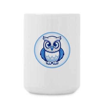 Owl Blue Cute Kawaii Cartoon Character Clipart Pet - Large Mug 440 ml - white - Front