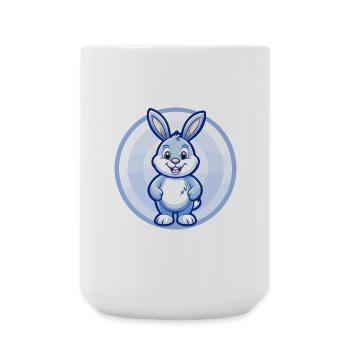 Rabbit Blue Kawaii Cartoon Character Clipart Pet - Large Mug 440 ml - white - Front