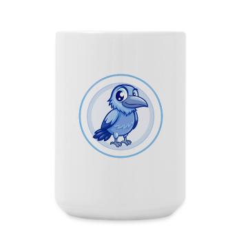Raven Blue Kawaii Cartoon Character Clipart Pet - Large Mug 440 ml - white - Front