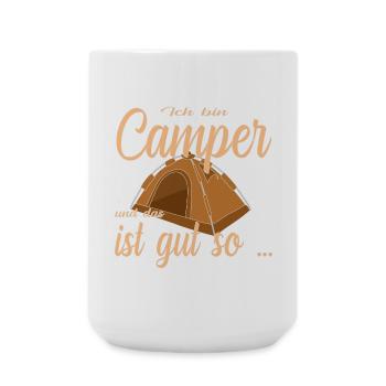 Camping im Zelt - Große Tasse 440 ml - Weiß - Vorne