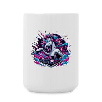 Einhorn DJ Musik auflegen Geschenk - Große Tasse 440 ml - Weiß - Vorne