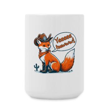 Cowboy Fox Says Yeehaw! Funny Western Cartoon - Large Mug 440 ml - white - Front
