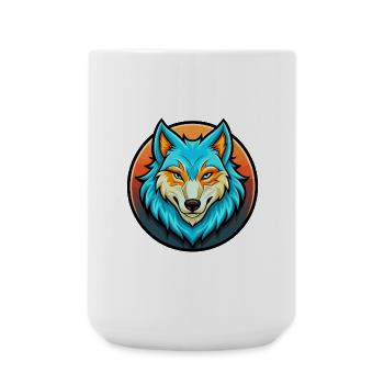 Arctic Wolf Colorful Kawaii Cartoon Character Pet - Large Mug 440 ml - white - Front