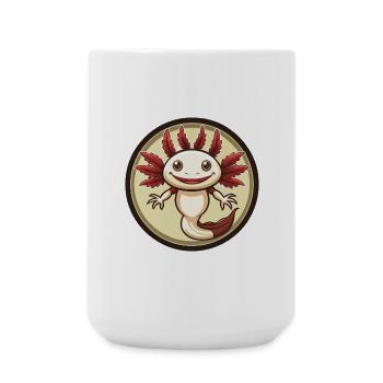 Axolotl Bunte Kawaii Cartoon Figur Clipart - Große Tasse 440 ml - Weiß - Vorne