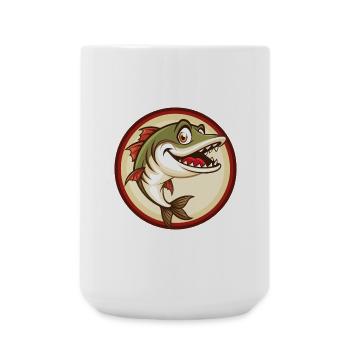 Barracuda Bunte Kawaii Cartoon Figur Haustier - Große Tasse 440 ml - Weiß - Vorne