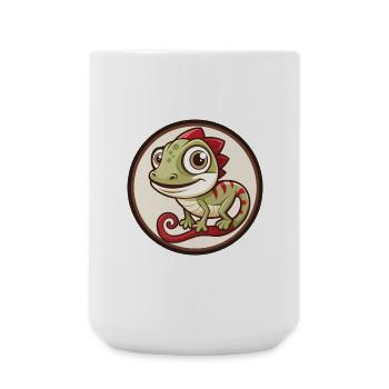 Chamäleon Bunte Kawaii Cartoon Figur Haustier - Große Tasse 440 ml - Weiß - Vorne