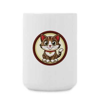 Katze Bunt Kawaii Cartoon Charakter Clipart Haustier - Große Tasse 440 ml - Weiß - Vorne