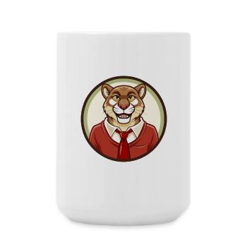 Cougar Colorful Kawaii Cartoon Character Clipart - Large Mug 440 ml - white - Front