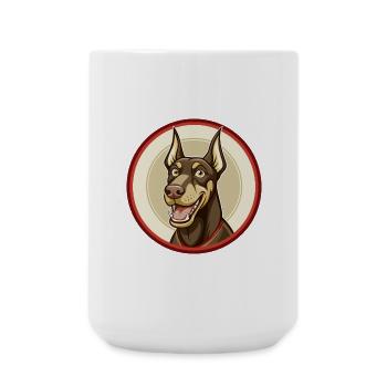 Dobermann Dog Colorful Kawaii Cartoon Clipart Pet - Large Mug 440 ml - white - Front