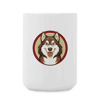 Husky Dog Colorful Kawaii Cartoon Character Pet - Large Mug 440 ml - white - Front