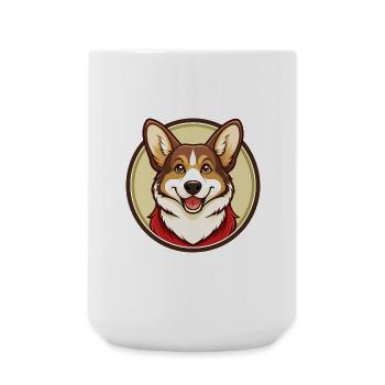 Corgi Dog Colorful Kawaii Cartoon Character Pet - Large Mug 440 ml - white - Front