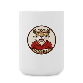 Jaguar Colorful Kawaii Cartoon Character Clipart - Large Mug 440 ml - white - Front