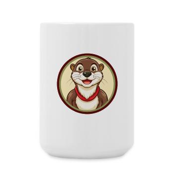 loutre coloré kawaii dessin animé personnage clipart - Grande tasse 440 ml - blanc - Devant