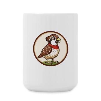 Quail Colorful Kawaii Cartoon Character Clipart - Large Mug 440 ml - white - Front
