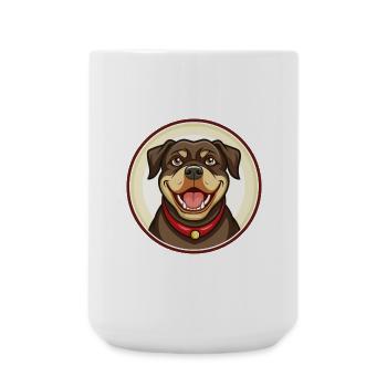 Rottweiler chien coloré Kawaii dessin animé Clipart animal de compagnie - Grande tasse 440 ml - blanc - Devant