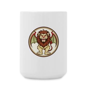 Manticore Bunte Kawaii Cartoon Figur Haustier - Große Tasse 440 ml - Weiß - Vorne