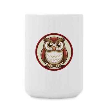Owl Colorful Kawaii Cartoon Character Clipart Pet - Large Mug 440 ml - white - Front