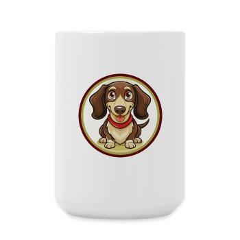 Dackel Hund Bunt Kawaii Cartoon Clipart Haustier - Große Tasse 440 ml - Weiß - Vorne
