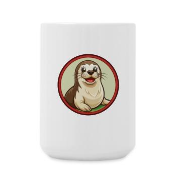 Siegel Bunte Kawaii Cartoon Figur Clipart Haustier - Große Tasse 440 ml - Weiß - Vorne