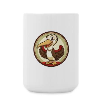 Pelican Colorful Kawaii Cartoon Character Clipart - Large Mug 440 ml - white - Front