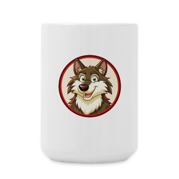 Wolf Colorful Kawaii Cartoon Character Clipart Pet - Large Mug 440 ml - white - Front
