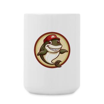 baleine coloré kawaii dessin animé personnage clipart - Grande tasse 440 ml - blanc - Devant