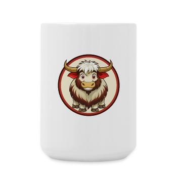 Yak Bunte Kawaii Cartoon Figur Clipart Haustier - Große Tasse 440 ml - Weiß - Vorne