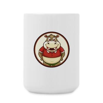 Hippo Colorful Kawaii Cartoon Character Clipart - Large Mug 440 ml - white - Front