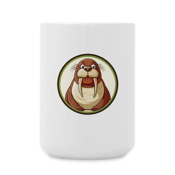 Walrus Colorful Kawaii Cartoon Character Clipart - Large Mug 440 ml - white - Front