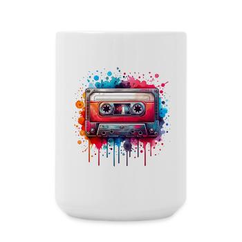 Colorful vintage retro music cassette - Large Mug 440 ml - white - Front