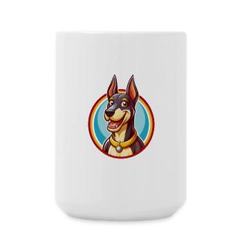 Dobermann Dog Funny Kawaii Cartoon Clipart Animal - Large Mug 440 ml - white - Front