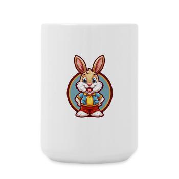 Hase Niedlich Lustig Kawaii Cartoon Clipart Tier Haustier - Große Tasse 440 ml - Weiß - Vorne