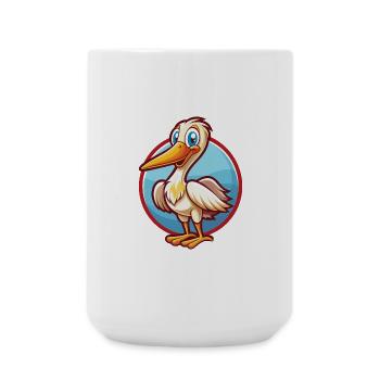 Storch Niedlich Lustig Kawaii Cartoon Clipart Tier Haustier - Große Tasse 440 ml - Weiß - Vorne