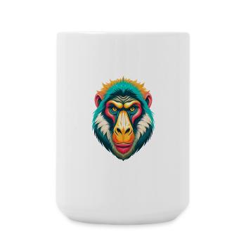 Baboon Cute Kawaii Cartoon Clipart Animal Face - Large Mug 440 ml - white - Front