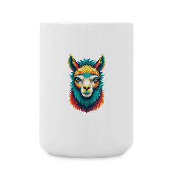 Alpaca Cute Kawaii Cartoon Clipart Animal Face - Large Mug 440 ml - white - Front