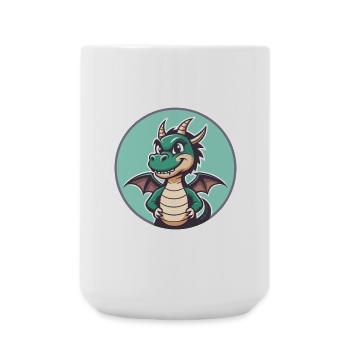 Dragon Kawaii Dessin animé Personnage Animal Animal Visage - Grande tasse 440 ml - blanc - Devant