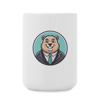 Groundhog Kawaii Cartoon Character Animal Pet Face - Large Mug 440 ml - white - Front